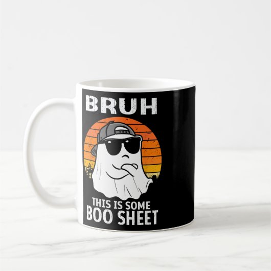 Bruh dit is een aantal Boo Sheet Ghost Halloween M Koffiemok (Links)