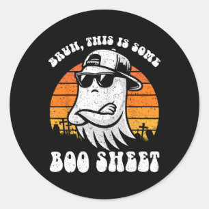 Bruh dit is een of ander boekenblad Funny Hallowee Ronde Sticker