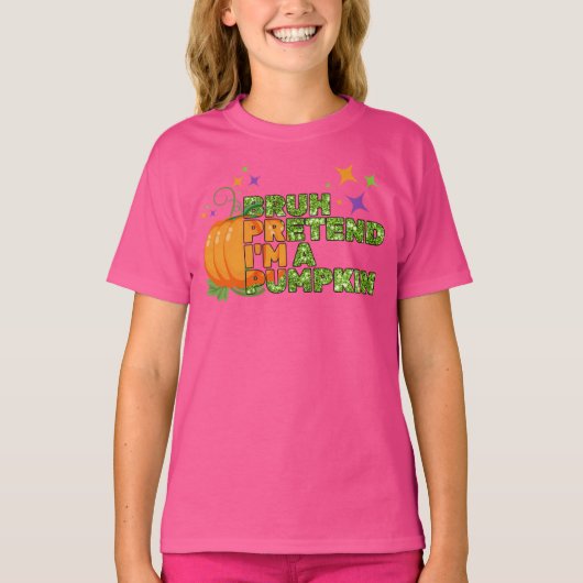 BRUH DOEN ALSOF IK EEN POMPOEN Halloween Glitter H T-shirt (Voorkant)