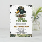 Bruh duck hunting birthday invitation kaart (Staand voorkant)