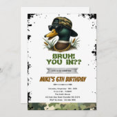 Bruh duck hunting birthday invitation kaart (Voorkant / Achterkant)