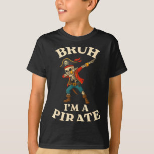 Bruh Een Piraat Dabbing Schedel Lui Halloween Kost T-shirt
