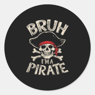 Bruh een piraat lui piraat schedel kostuums hallow ronde sticker