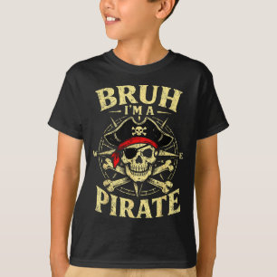 Bruh een piratenschedel kompas gekruiste botten vi t-shirt