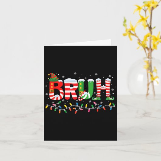 Bruh Elf Squad Merry Christmas Xmas Lights Snowfla Kaart (Gele Bloem)