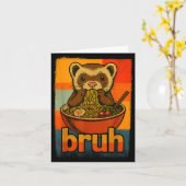 Bruh Ferret Eating Japanese Ramen Noodles Gift Men Kaart (Gele Bloem)