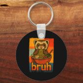 Bruh Ferret Eating Japanese Ramen Noodles Gift Men Sleutelhanger (Voorkant)