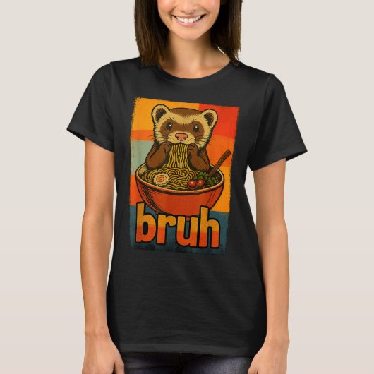 Bruh Ferret Eating Japanese Ramen Noodles Gift Men T-shirt (Voorkant)