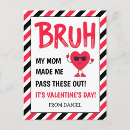 Bruh Funny Boys Valentine's Card for School Friend Briefkaart