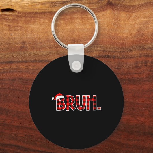 Bruh Funny Christmas Buffalo Plaid Boys Kids Xmas  Sleutelhanger (Voorkant)