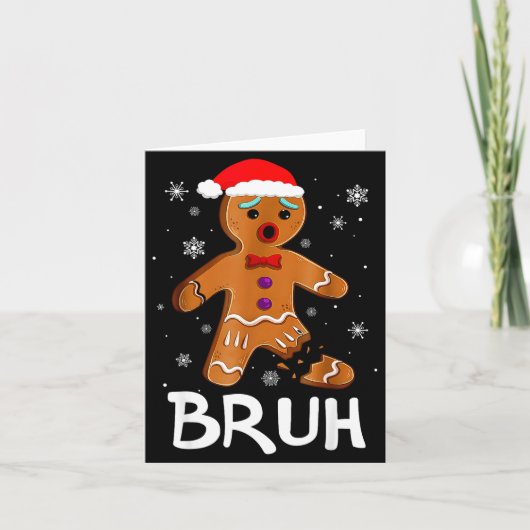 Bruh Funny Christmas Gingerbread Man Teens Boys Ki Kaart (Voorkant)