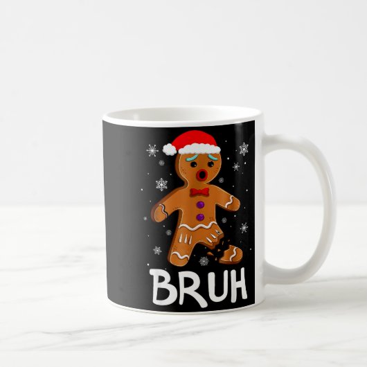Bruh Funny Christmas Gingerbread Man Teens Boys Ki Koffiemok (Rechts)