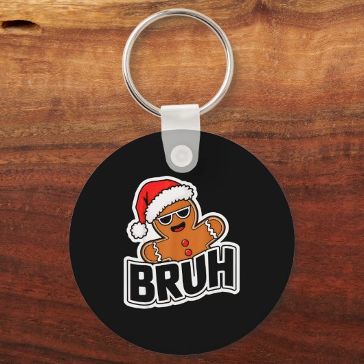Bruh Funny Christmas Gingerbread Man Teens Boys Ki Sleutelhanger (Voorkant)