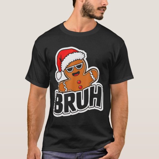 Bruh Funny Christmas Gingerbread Man Teens Boys Ki T-shirt (Voorkant)