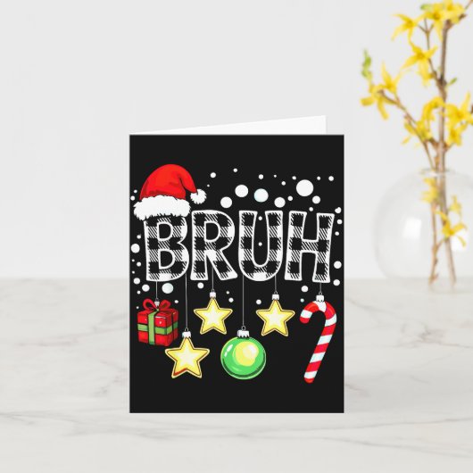 Bruh Funny Christmas Kids Buffalo Plaid Xmas Kaart (Gele Bloem)