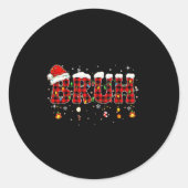 Bruh Funny Christmas Plaid Teens Boys Kids Xmas Pa Ronde Sticker (Voorkant)