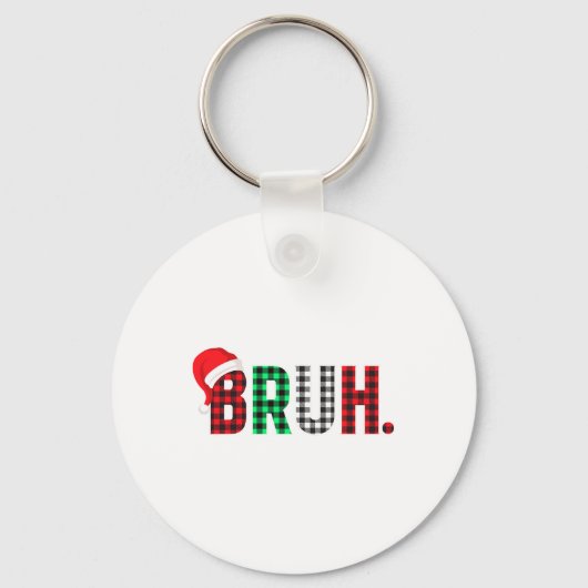 Bruh Funny Christmas Plaid Tiener Jongens Kinder X Sleutelhanger (Voorkant)