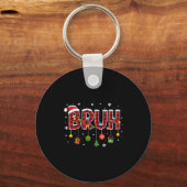 Bruh Funny Christmas Plaid Tiener Jongens Kinder X Sleutelhanger (Voorkant)