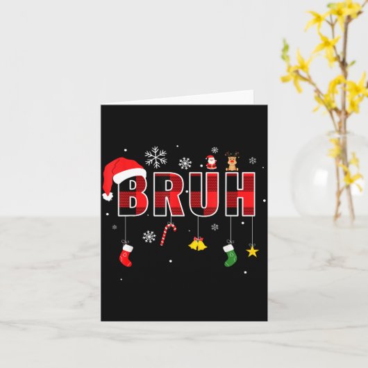 Bruh Funny Christmas Red Plaid Teens Boys Kids Xma Kaart (Gele Bloem)