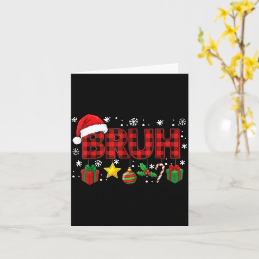 Bruh Funny Christmas Red Plaid Teens Boys Kids Xma Kaart (Gele Bloem)