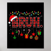 Bruh Funny Christmas Red Plaid Teens Boys Kids Xma Poster (Voorkant)