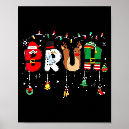 Bruh Funny Christmas Red Plaid Teens Boys Kids Xma Poster (Voorkant)