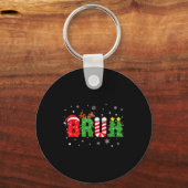 Bruh Funny Christmas Red Plaid Teens Boys Kids Xma Sleutelhanger (Voorkant)