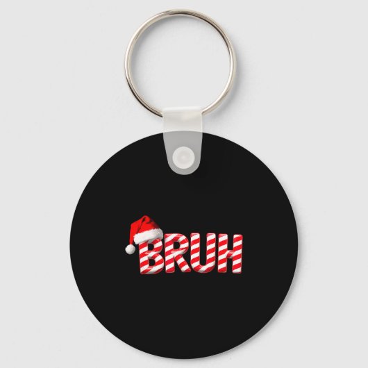 Bruh Funny Christmas Red Plaid Teens Boys Kids Xma Sleutelhanger (Voorkant)