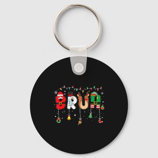 Bruh Funny Christmas Red Plaid Teens Boys Kids Xma Sleutelhanger (Voorkant)