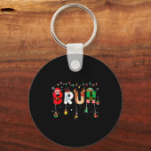 Bruh Funny Christmas Red Plaid Teens Boys Kids Xma Sleutelhanger (Voorkant)