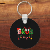 Bruh Funny Christmas Red Plaid Teens Boys Kids Xma Sleutelhanger (Voorkant)