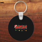 Bruh Funny Christmas Red Plaid Teens Boys Kids Xma Sleutelhanger (Voorkant)
