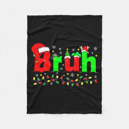 Bruh Funny Christmas Santa Hat Teens Boys Kids Xma Fleece Deken (Voorkant)
