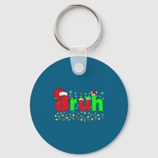 Bruh Funny Christmas Santa Hat Teens Boys Kids Xma Sleutelhanger (Voorkant)