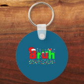 Bruh Funny Christmas Santa Hat Teens Boys Kids Xma Sleutelhanger (Voorkant)