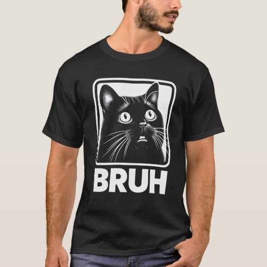 Bruh Funny Meme Kat T-shirt (Voorkant)