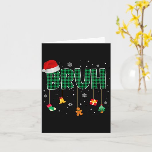 Bruh Funny Merry Christmas Xmas Family Pajama Men  Kaart (Gele Bloem)