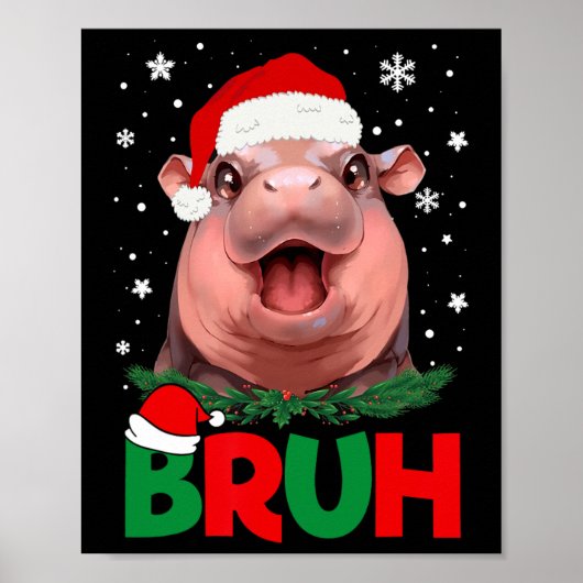 Bruh Funny Moo Deng Tiener Jongens Kinder Kerst Pa Poster (Voorkant)
