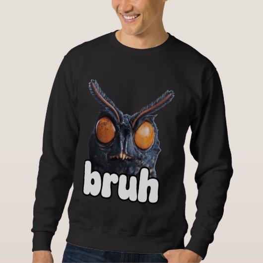 Bruh Funny Mothman Cryptid Cryptozoology Meme Y2k Trui (Voorkant)