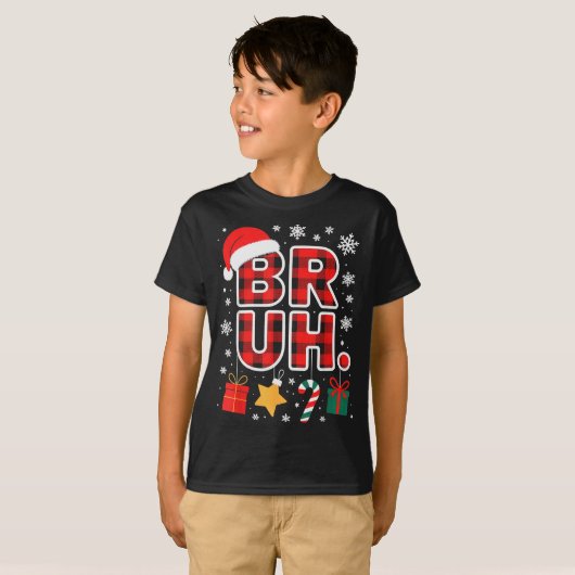 Bruh. Funny Pajama Style Christmas Bruh  T-shirt (Voorkant volledig)