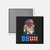 Bruh Funny Patriotic Uncle Sam 4 juli Mannen Boy Magneet (Voorkant / Achterkant)
