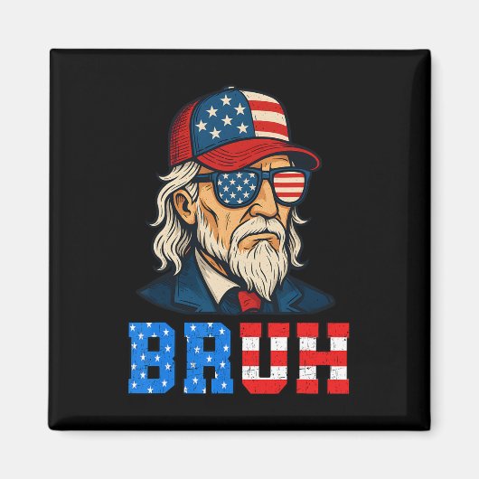 Bruh Funny Patriotic Uncle Sam 4 juli Mannen Boy Magneet (Voorkant)