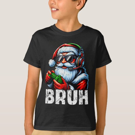 Bruh Funny Santa Gaming Gamer Pjs Christmas Xmas M T-shirt (Voorkant)