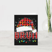 Bruh Funny Santa Hat Lights Christmas  Kaart (Voorkant)