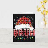 Bruh Funny Santa Hat Lights Christmas  Kaart (Gele Bloem)