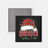 Bruh Funny Santa Hat Lights Christmas Magneet (Voorkant / Achterkant)