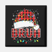 Bruh Funny Santa Hat Lights Christmas Magneet (Voorkant)