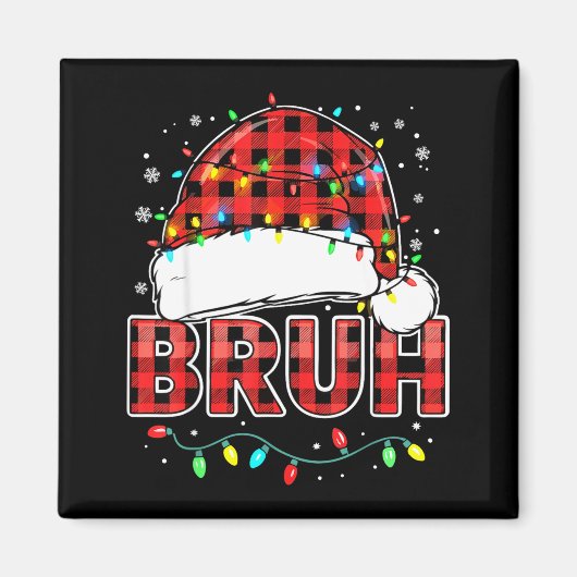 Bruh Funny Santa Hat Lights Christmas Magneet (Voorkant)