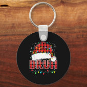 Bruh Funny Santa Hat Lights Christmas Sleutelhanger (Voorkant)