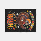 Bruh Funny Thanksgiving Turkey Gobble Football Boy Fleece Deken (Voorkant (Horizontaal))